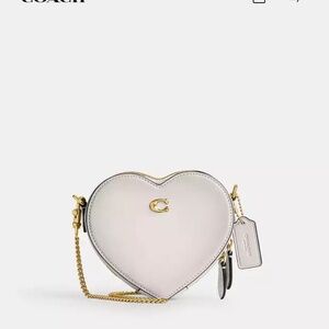 Coach Heart-Shaped Crossbody Bag in White and Gold